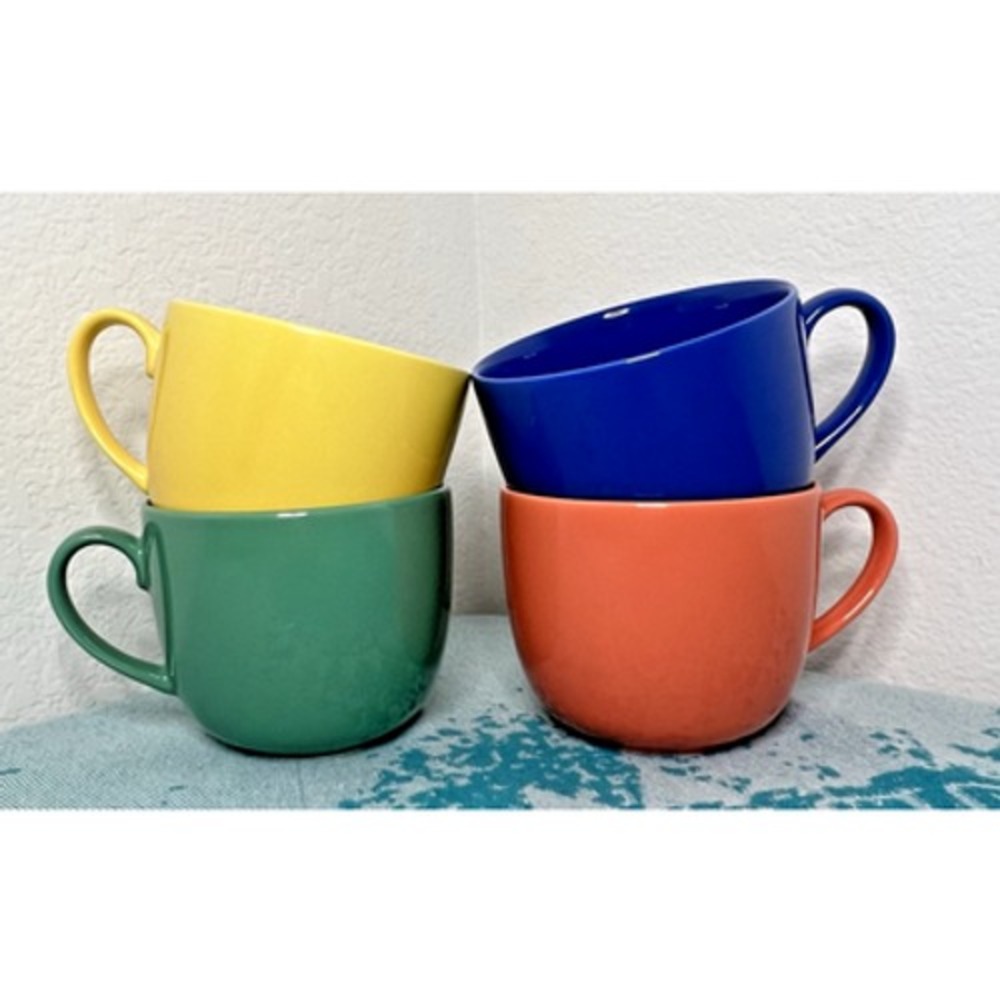 VTG Vista Allegra Ceramic Coffee‎ Mugs Set of 4 Multicolor Cappucino Portugal